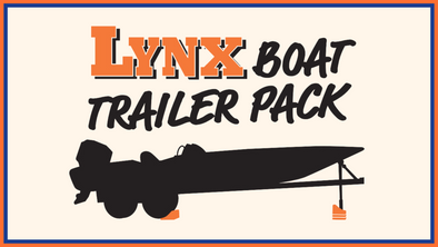 Lynx Boat Trailer Pack with Image of a boat being leveled by Lynx Levelers 